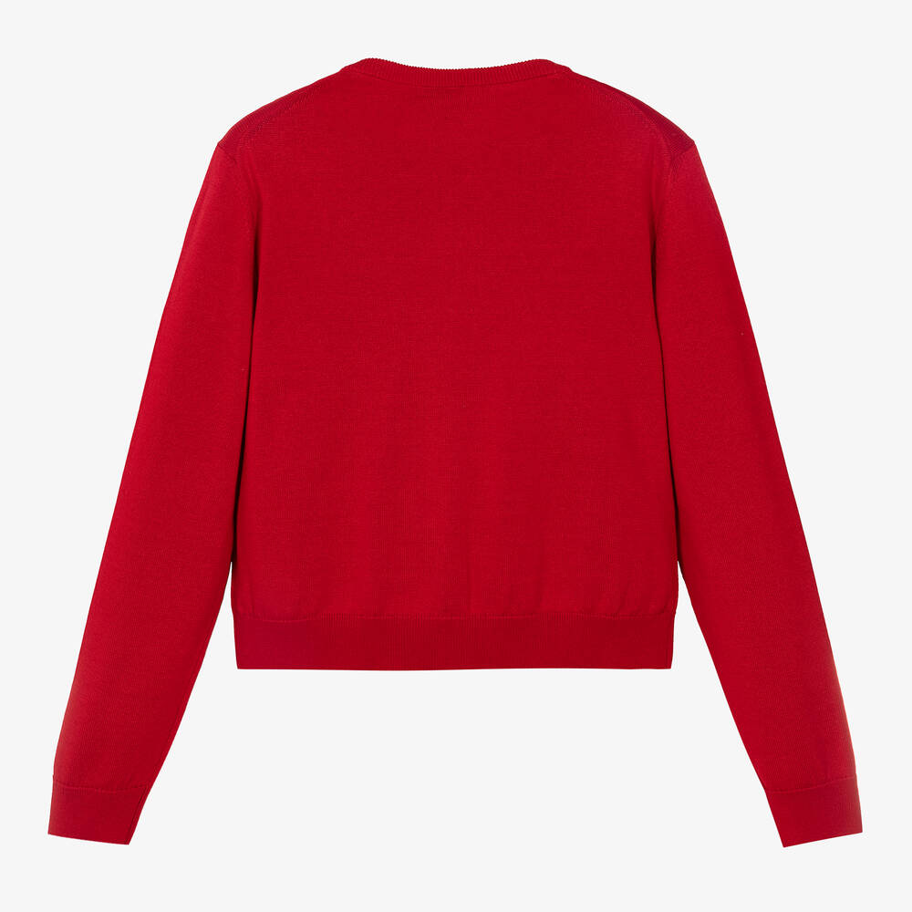 Dolce & Gabbana-كارديغان قطن محبوك لون أحمر للمراهقات | Childrensalon Outlet