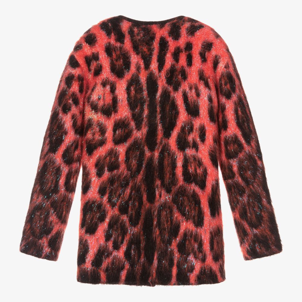 Red leopard print cardigan hot sale