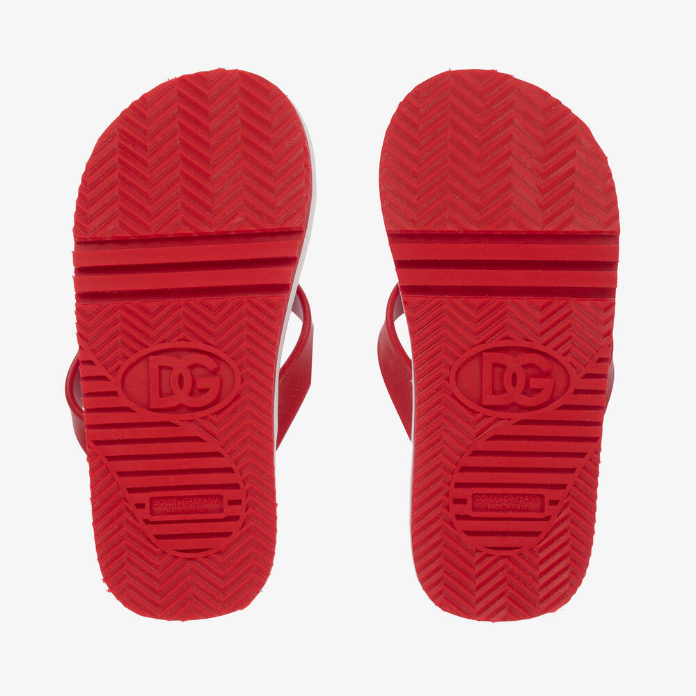 Dolce & Gabbana-Teen Girls Red Poppy Flip Flops | Childrensalon Outlet