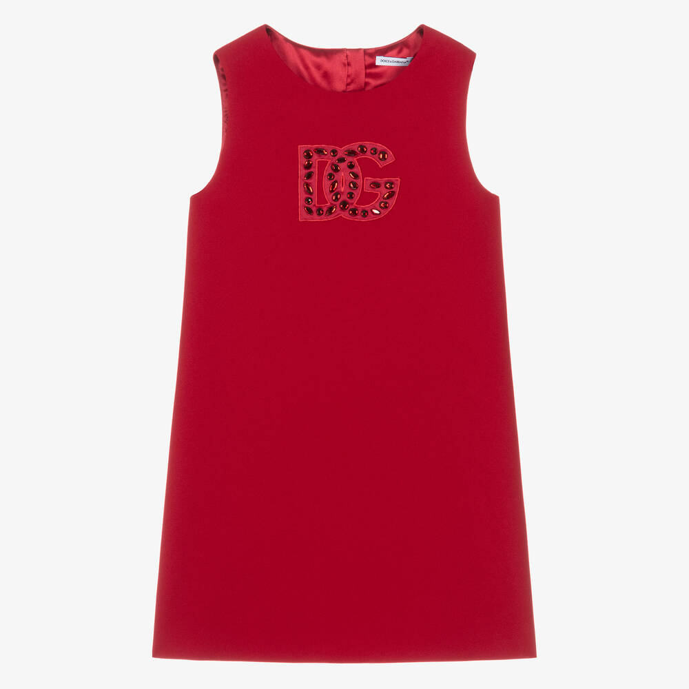 Dolce & Gabbana - Rotes Teen DG Kleid mit Strass für Mädchen | Childrensalon