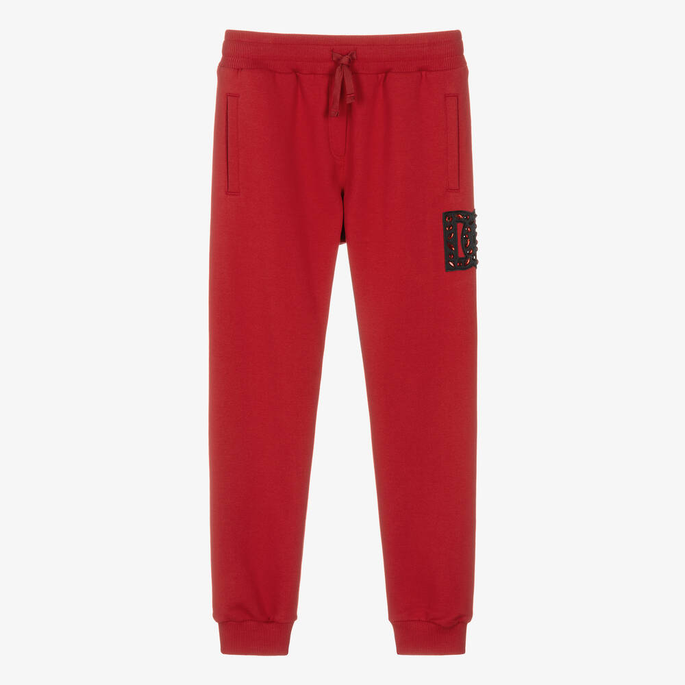 Dolce & Gabbana - Rote Teen DG Jogginghose mit Strass für Mädchen | Childrensalon