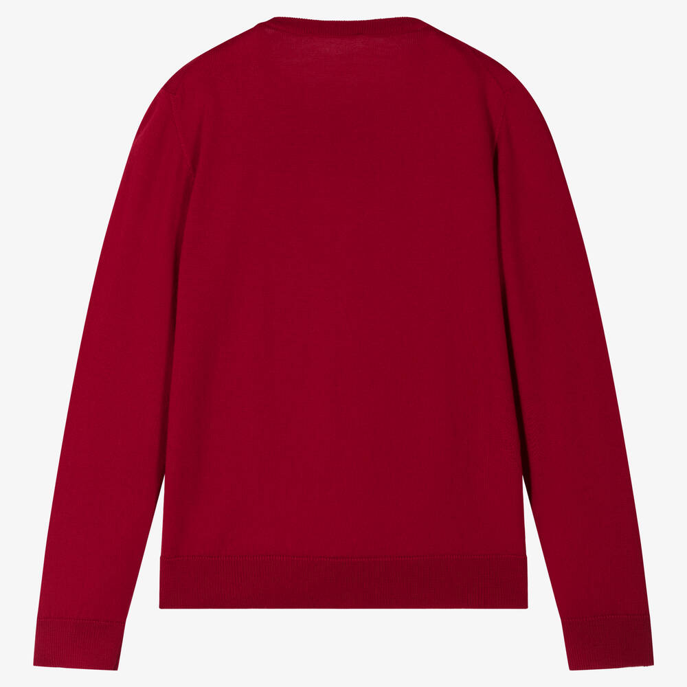 Dolce & Gabbana-Красный шерстяной кардиган с розой | Childrensalon Outlet