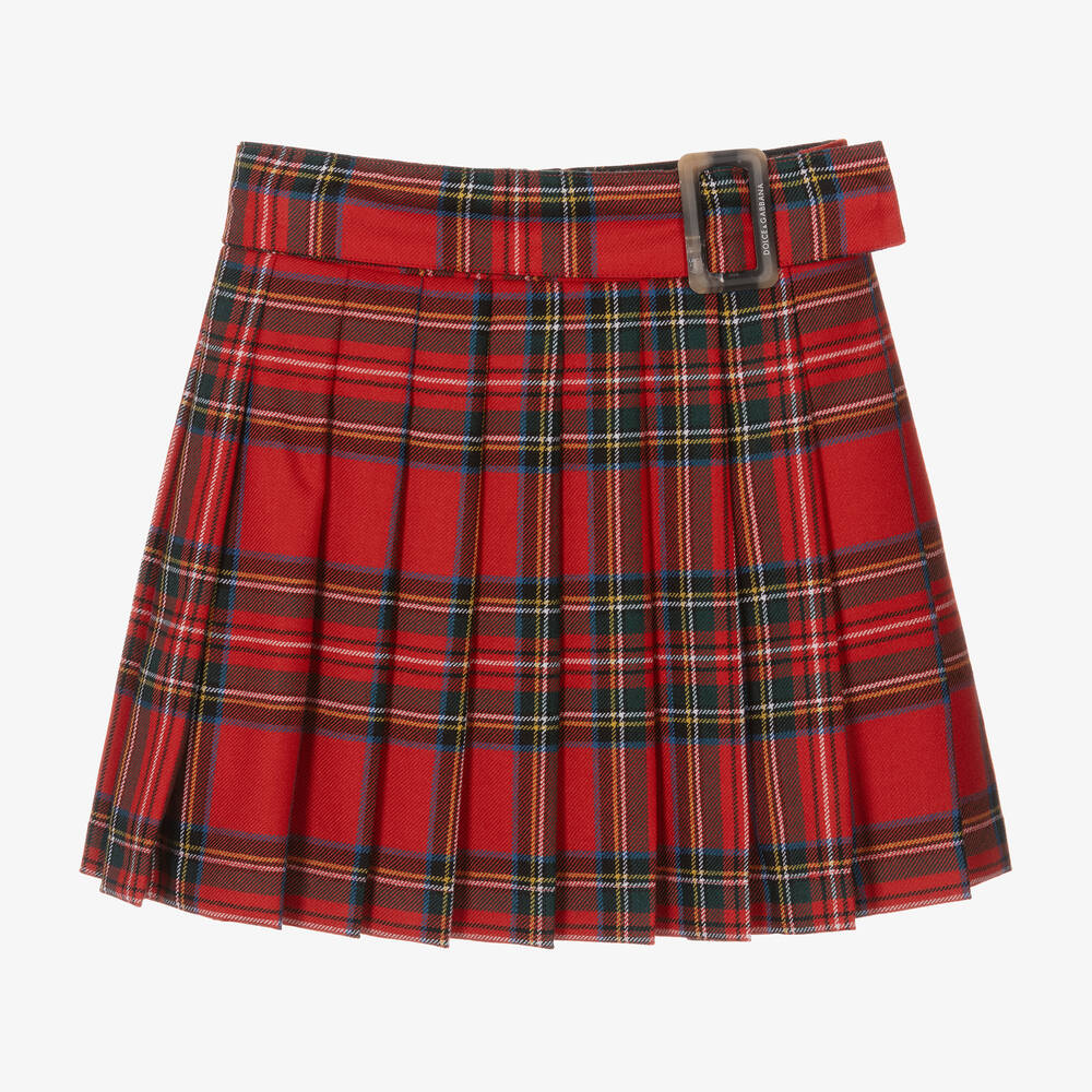 Dolce & Gabbana - Teen Girls Red Wool Tartan Skirt | Childrensalon
