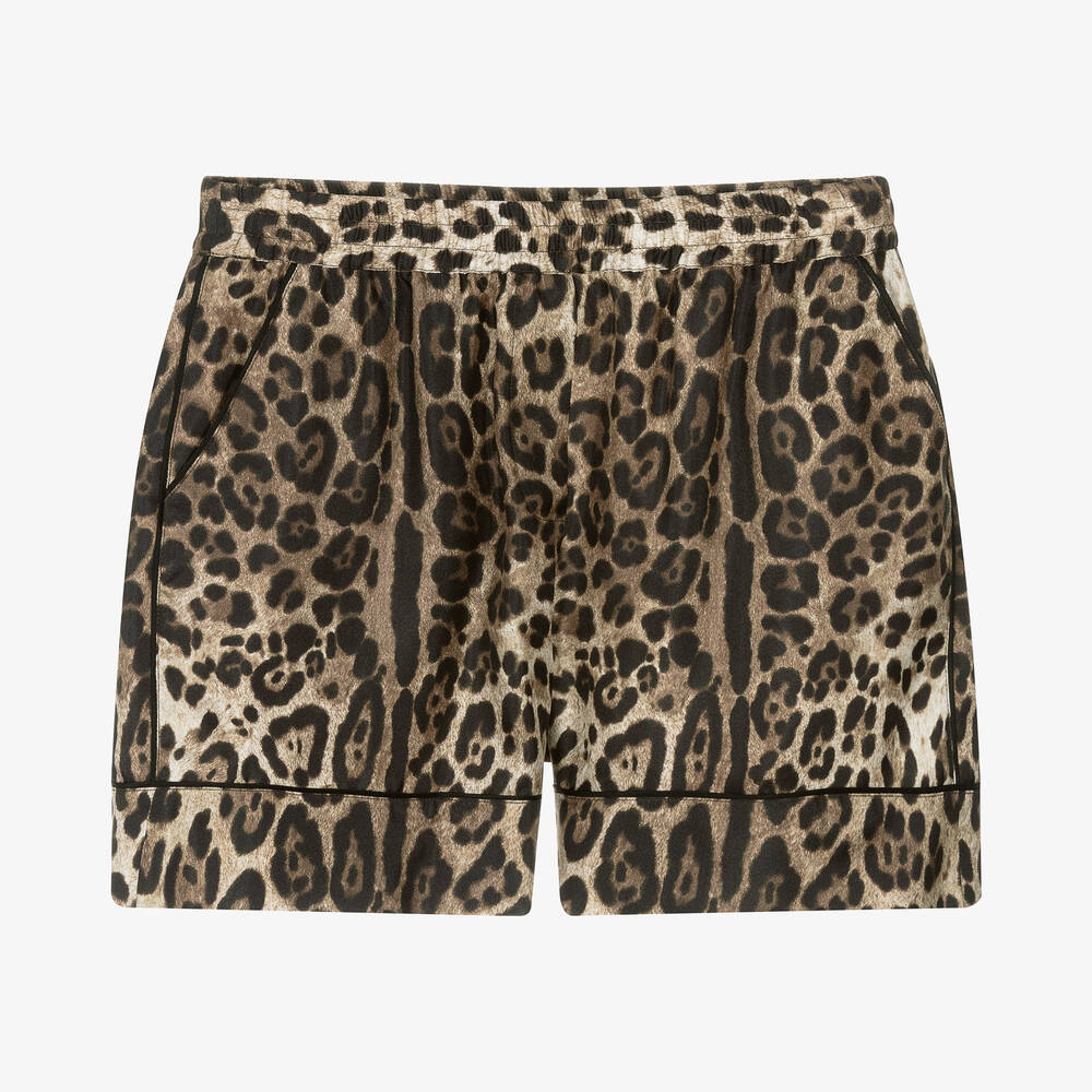 Dolce & Gabbana - Teen Girls Silk Leopard Print Shorts | Childrensalon