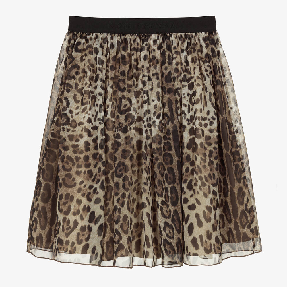 Dolce & Gabbana - Teen Girls Silk Leopard Print Skirt | Childrensalon