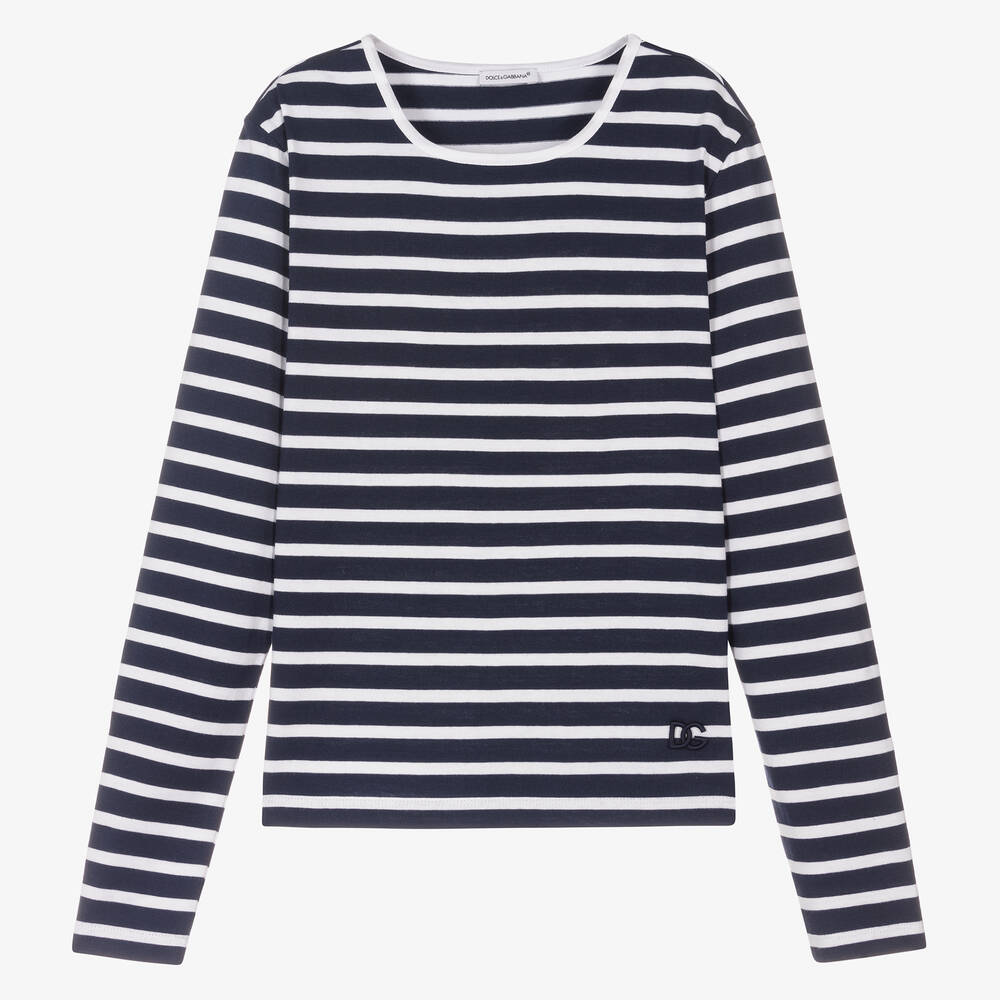 Dolce & Gabbana-Teen Girls Striped Sailor Top | Childrensalon Outlet