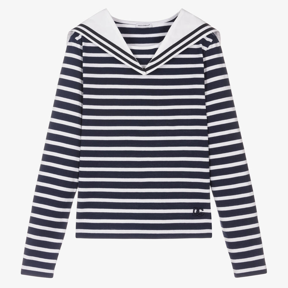 Dolce & Gabbana-Teen Girls Striped Sailor Top | Childrensalon Outlet