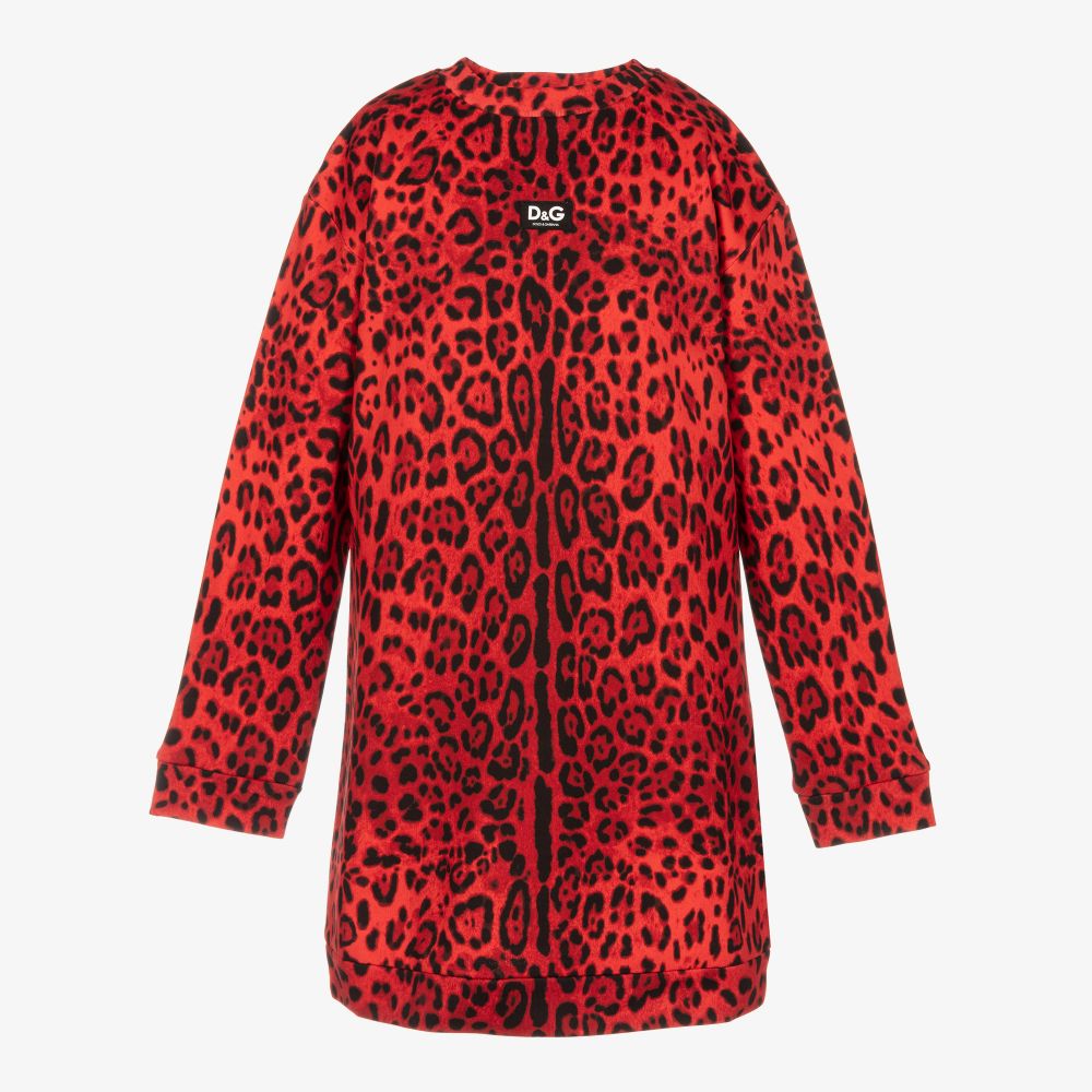 Dolce & Gabbana - فستان سويتشيرت تينز قطن لون أحمر | Childrensalon