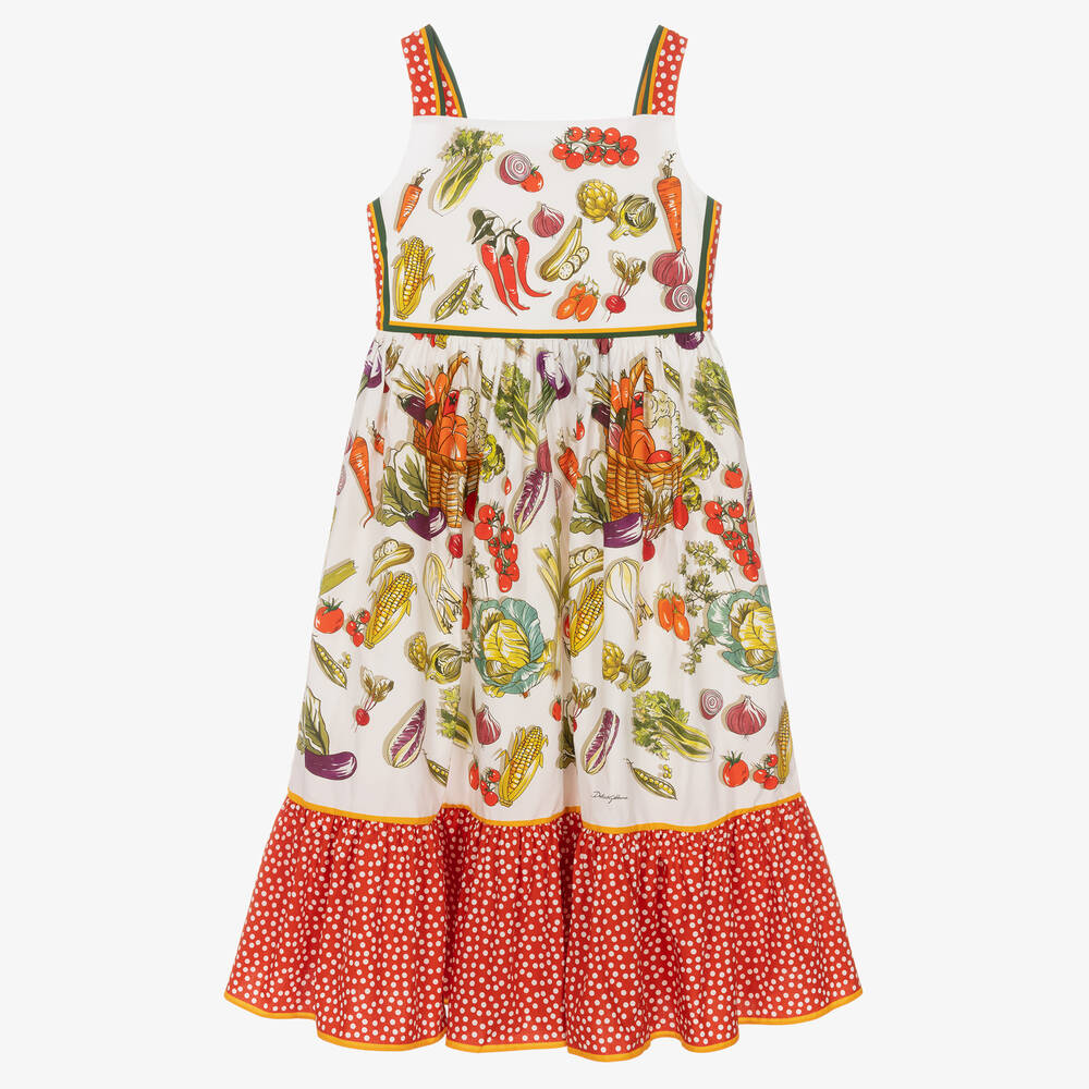 Dolce & Gabbana-Платье с овощами для девочек-подростков | Childrensalon Outlet