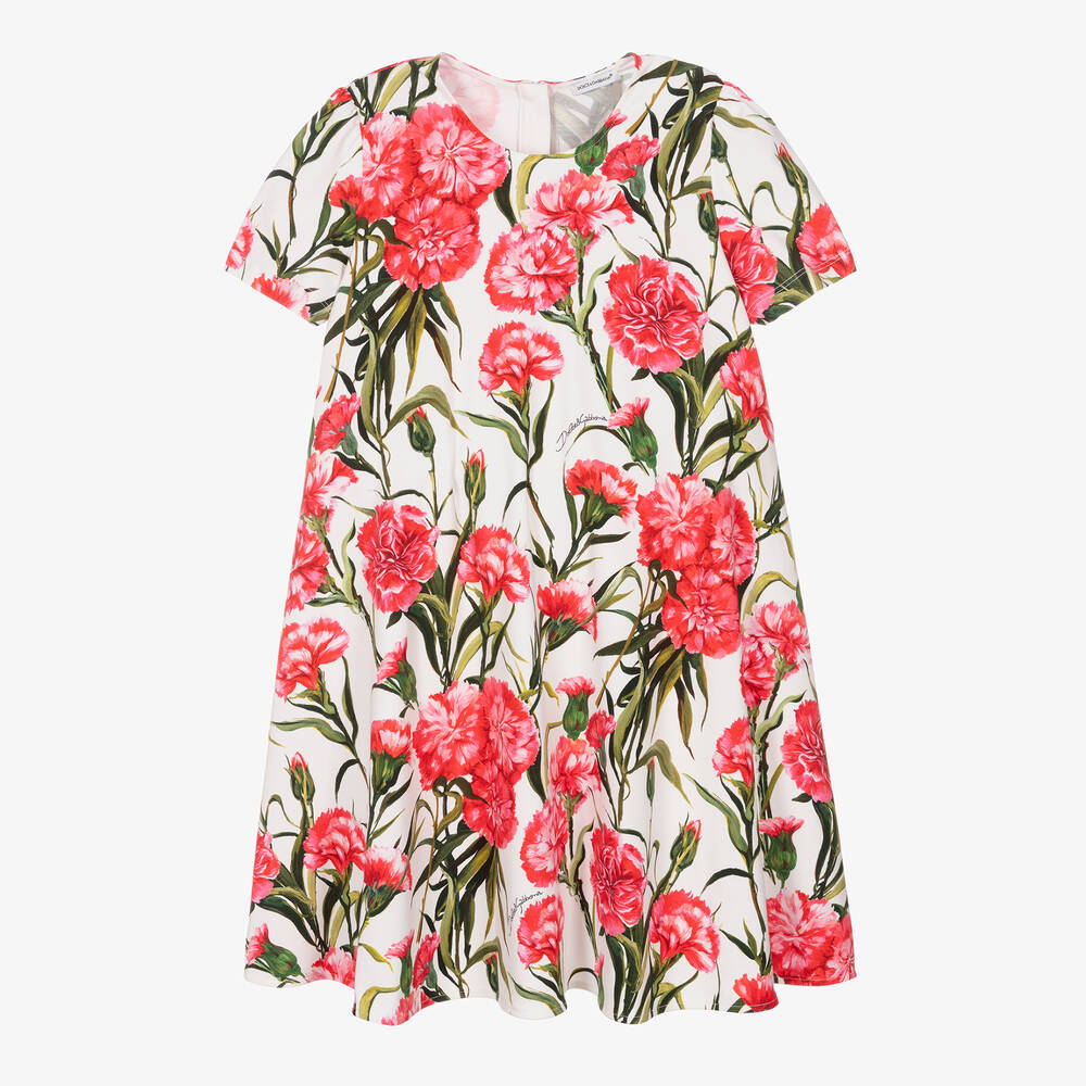 Dolce & Gabbana-Teen Girls White Carnation Dress | Childrensalon Outlet