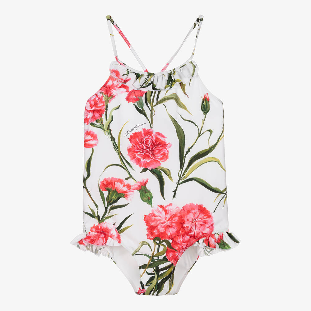 Dolce & Gabbana - Maillot de bain blanc à œillets ado | Childrensalon