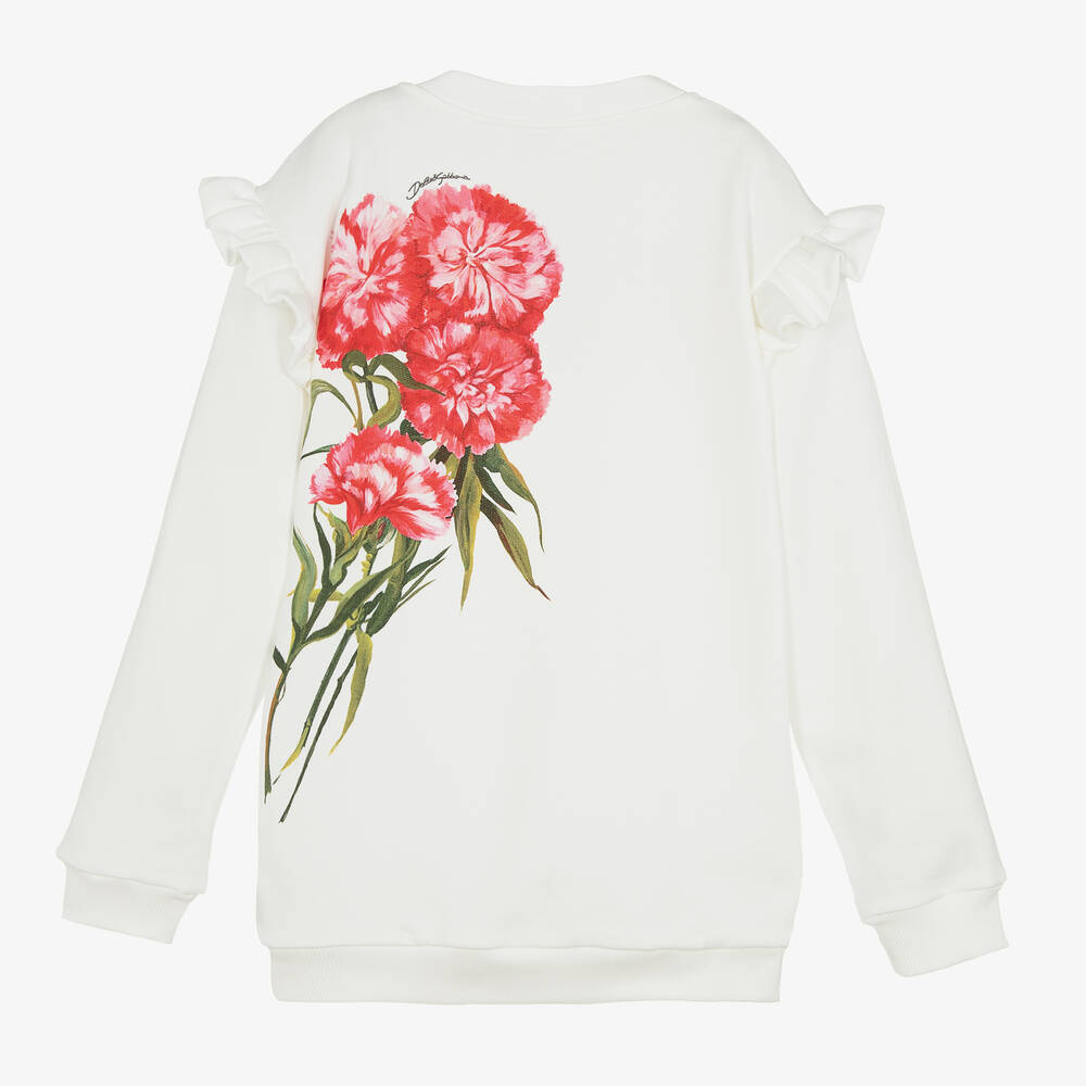 Dolce & Gabbana-Белый хлопковый свитшот с гвоздиками | Childrensalon Outlet
