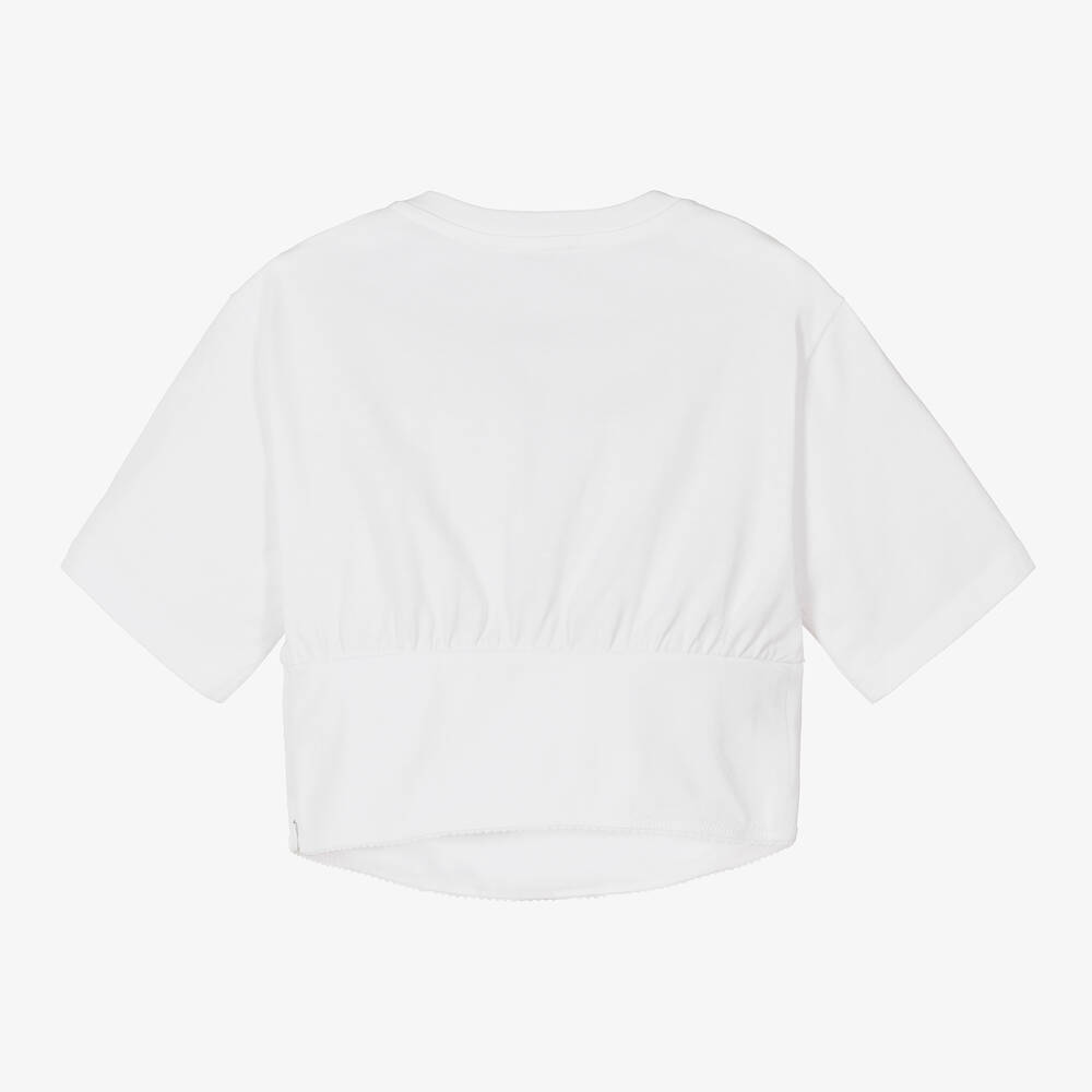 Dolce & Gabbana-تيشيرت كورسيه تينز بناتي قطن لون أبيض | Childrensalon Outlet