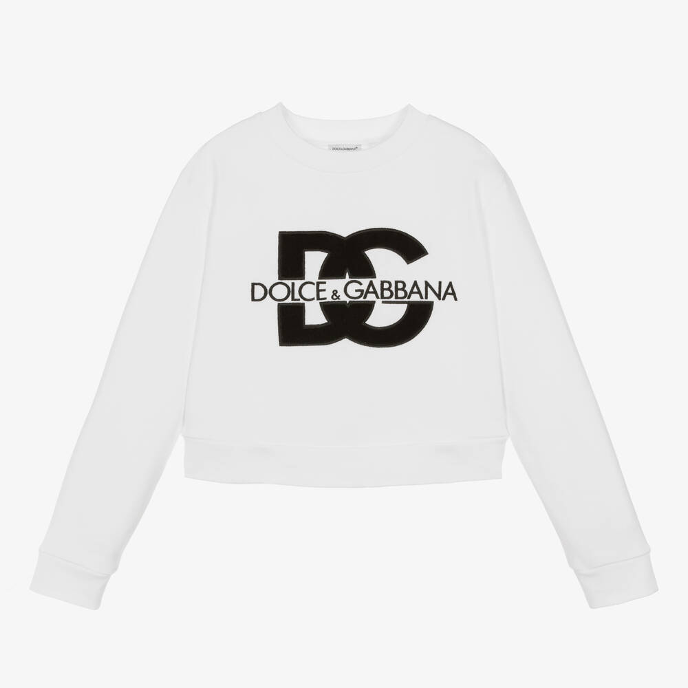 Dolce & Gabbana-Белый хлопковый свитшот DG для девочек-подростков | Childrensalon Outlet