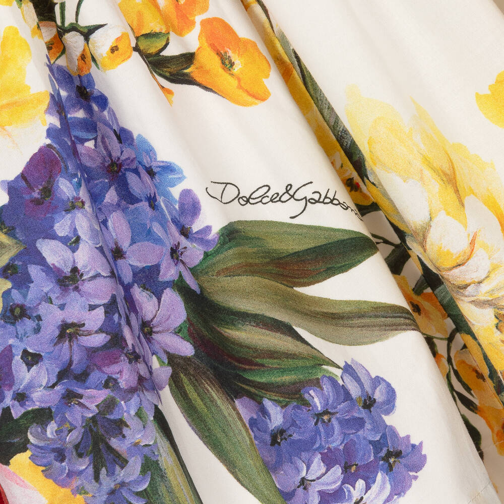 Dolce & Gabbana-Teen Girls White Cotton Floral Dress | Childrensalon Outlet