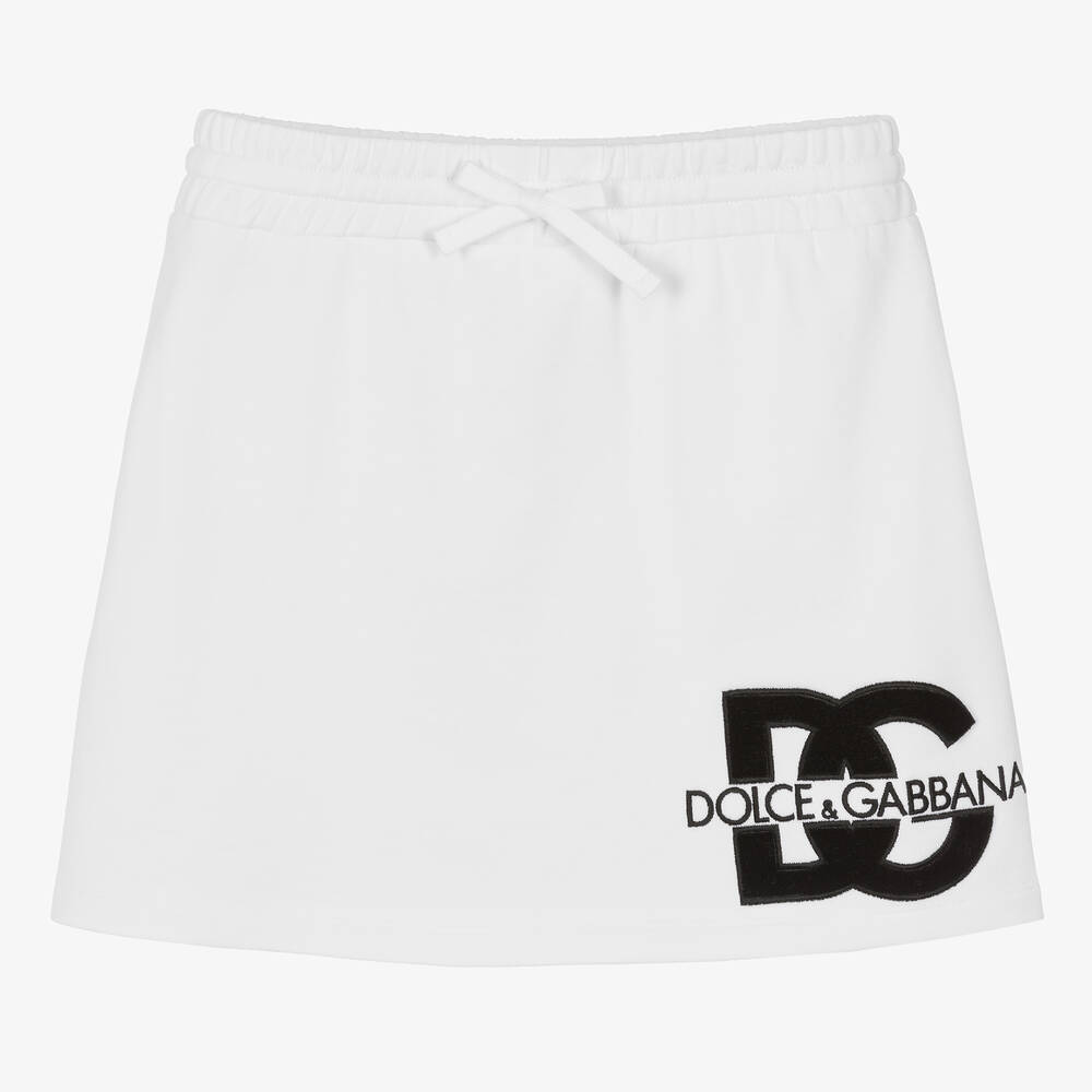 Dolce & Gabbana-تنورة قطن جيرسي لون أبيض للمراهقات | Childrensalon Outlet
