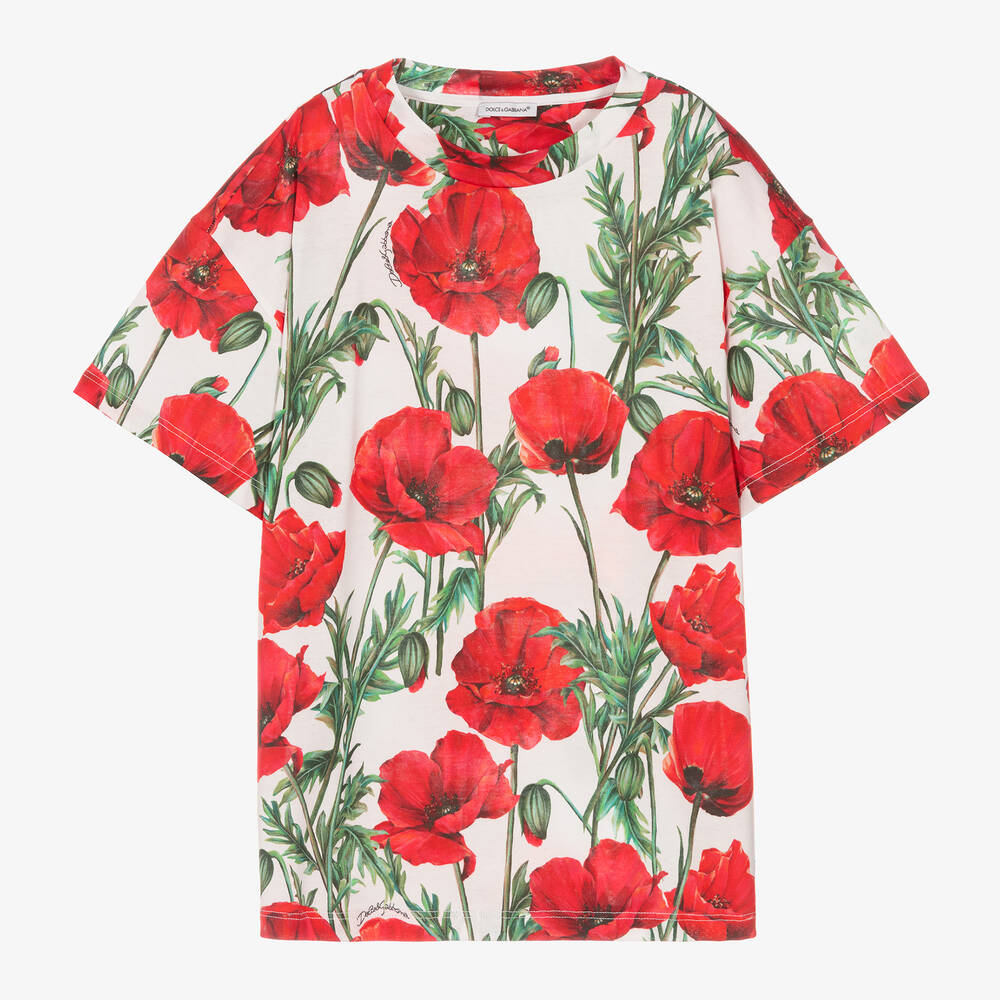 Dolce & Gabbana-تيشيرت تينز بناتي قطن لون أبيض | Childrensalon Outlet