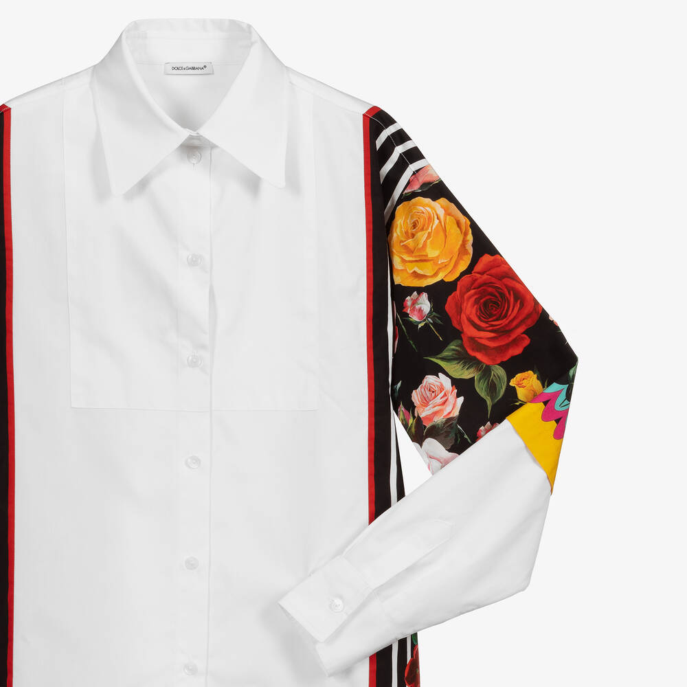Dolce Gabbana Teen Girls White Cotton Shirt Childrensalon Outlet