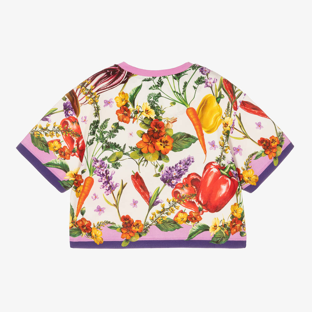 Dolce & Gabbana-Белая футболка с принтом Farmer для девочек-подростков | Childrensalon Outlet