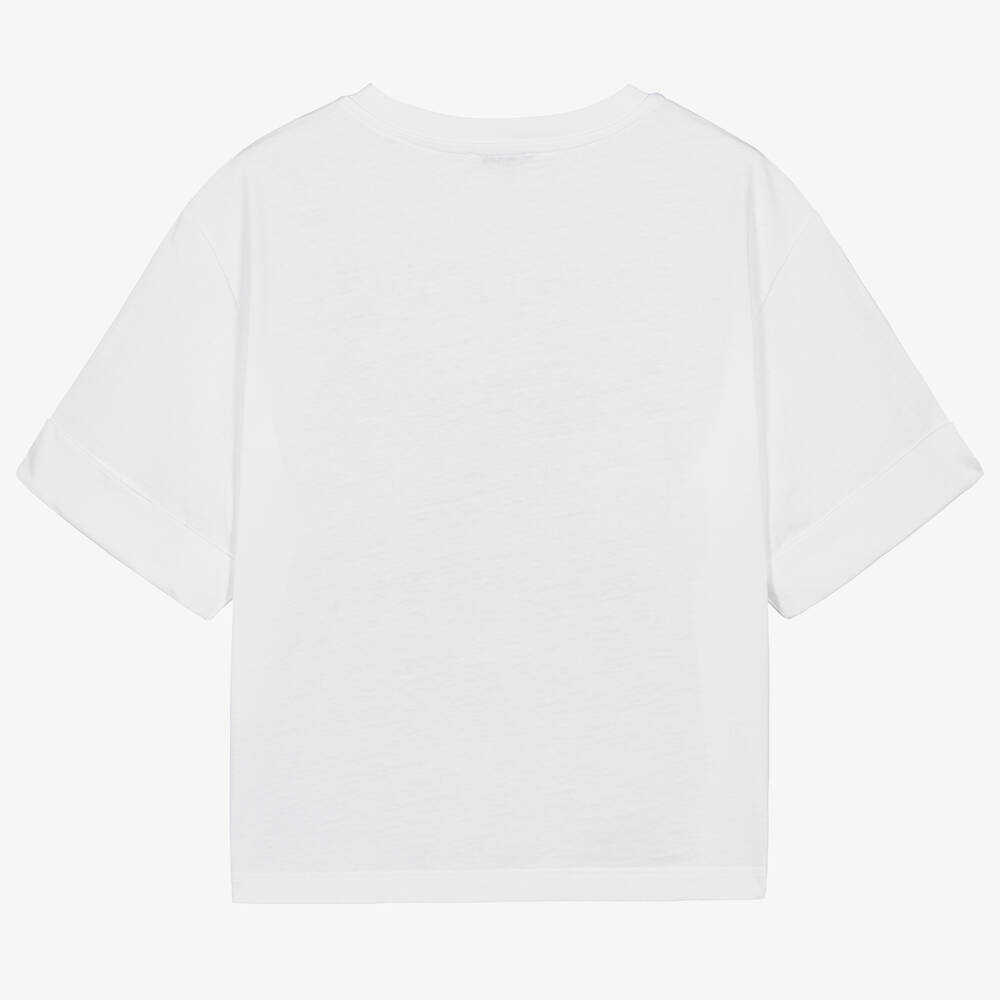Dolce & Gabbana-Teen Girls White Italian Holiday Cotton T-Shirt | Childrensalon Outlet