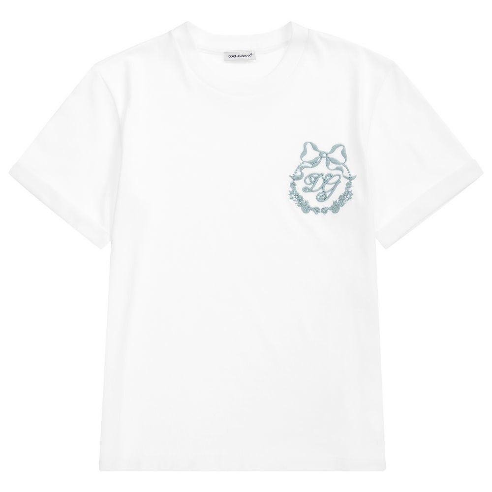 Dolce & Gabbana - Teen Girls White Logo T-Shirt | Childrensalon