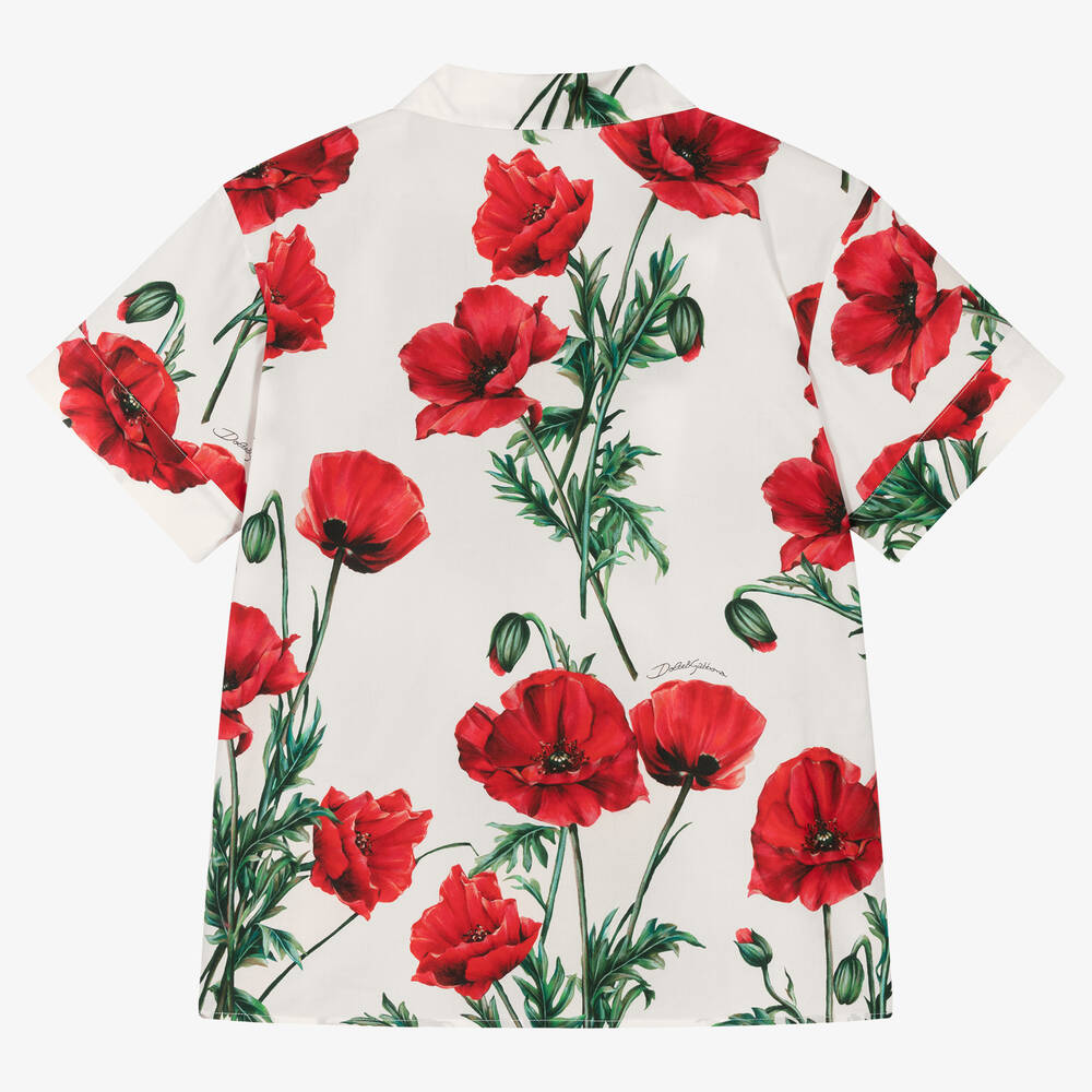 Dolce Gabbana Teen Girls White Poppy Shirt Childrensalon Outlet