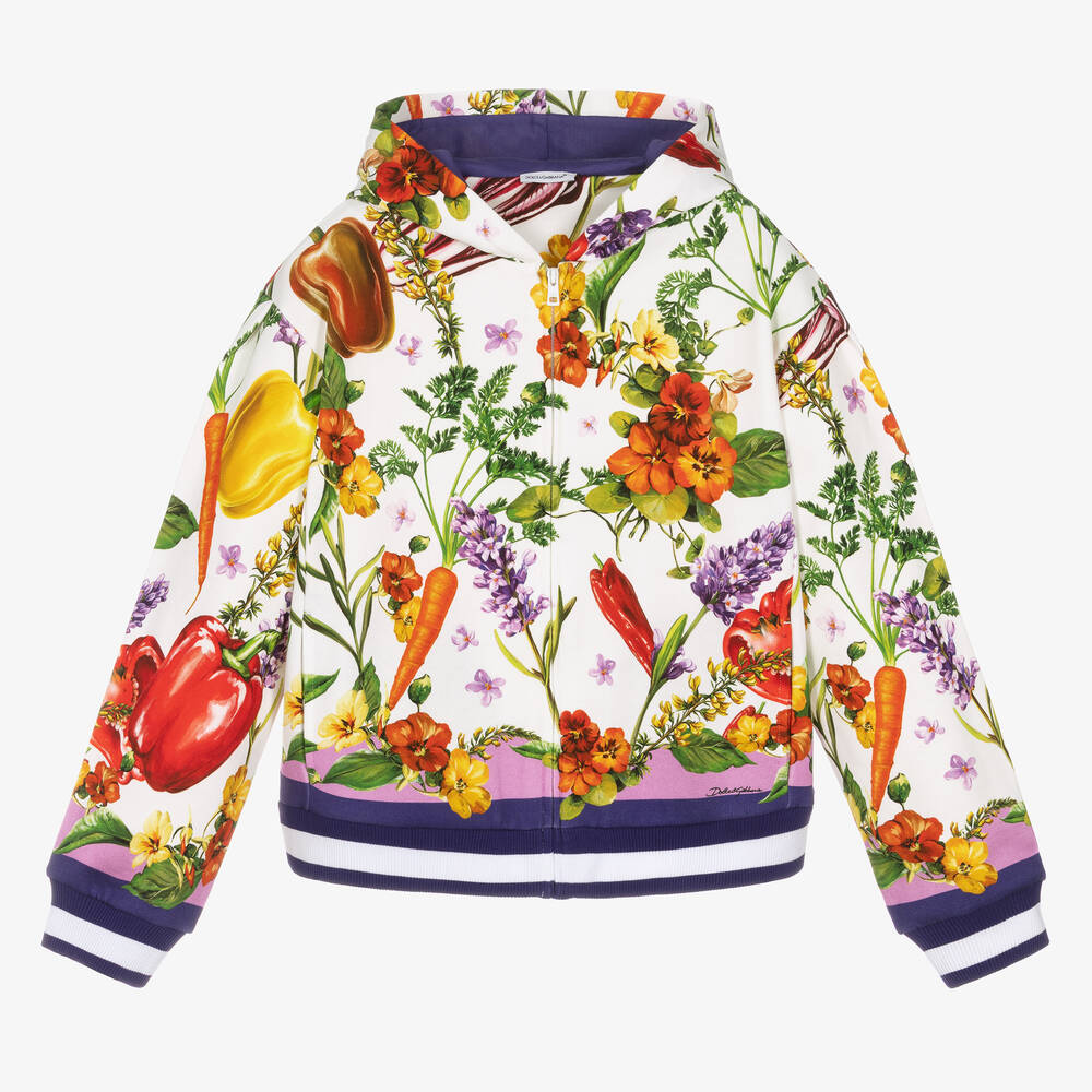 Dolce & Gabbana - Teen Girls White & Purple Zip-Up Top | Childrensalon