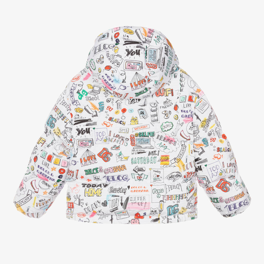 Dolce & Gabbana-جاكيت بافر تينز بناتي لون أبيض | Childrensalon Outlet