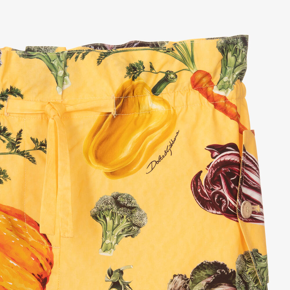 Dolce & Gabbana-Желтые брюки карго с овощами | Childrensalon Outlet