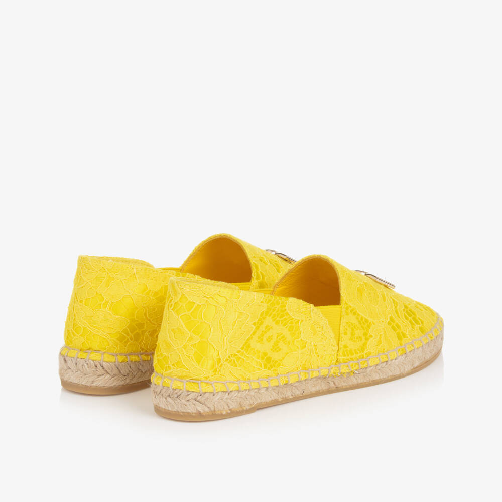 Dolce & Gabbana-Teen Girls Yellow Lace DG Espadrilles | Childrensalon Outlet
