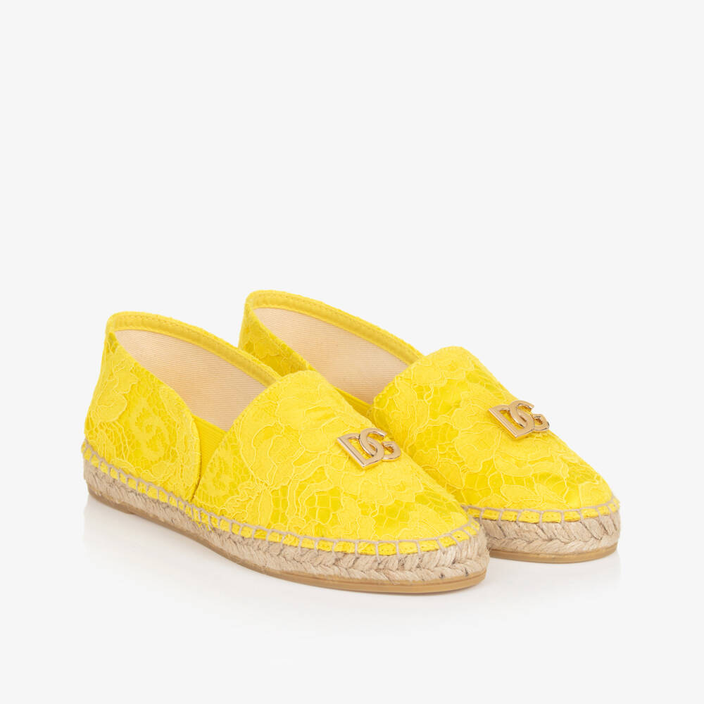 Dolce & Gabbana-اسبادريل دانتيل لون أصفر فاقع للمراهقات | Childrensalon Outlet