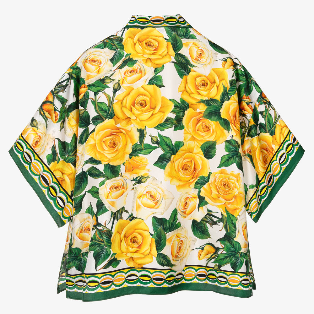 Dolce & Gabbana-بلوزة حرير لون أصفر للمراهقات | Childrensalon Outlet