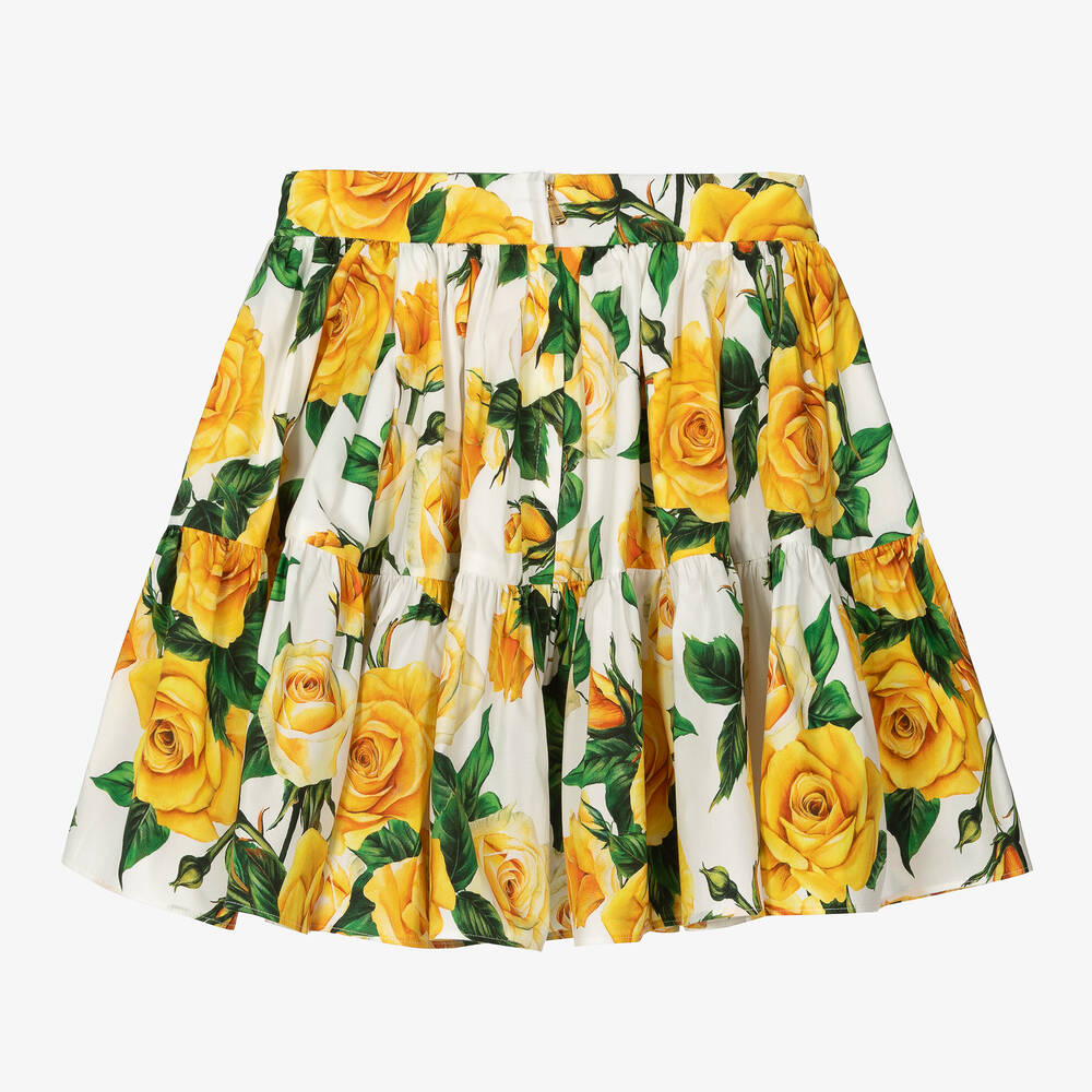 Dolce & Gabbana - Teen Girls Yellow Roses Cotton Skirt