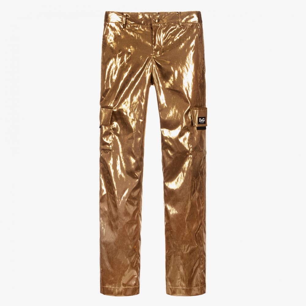 Dolce & Gabbana - Золотистые брюки карго для подростков | Childrensalon