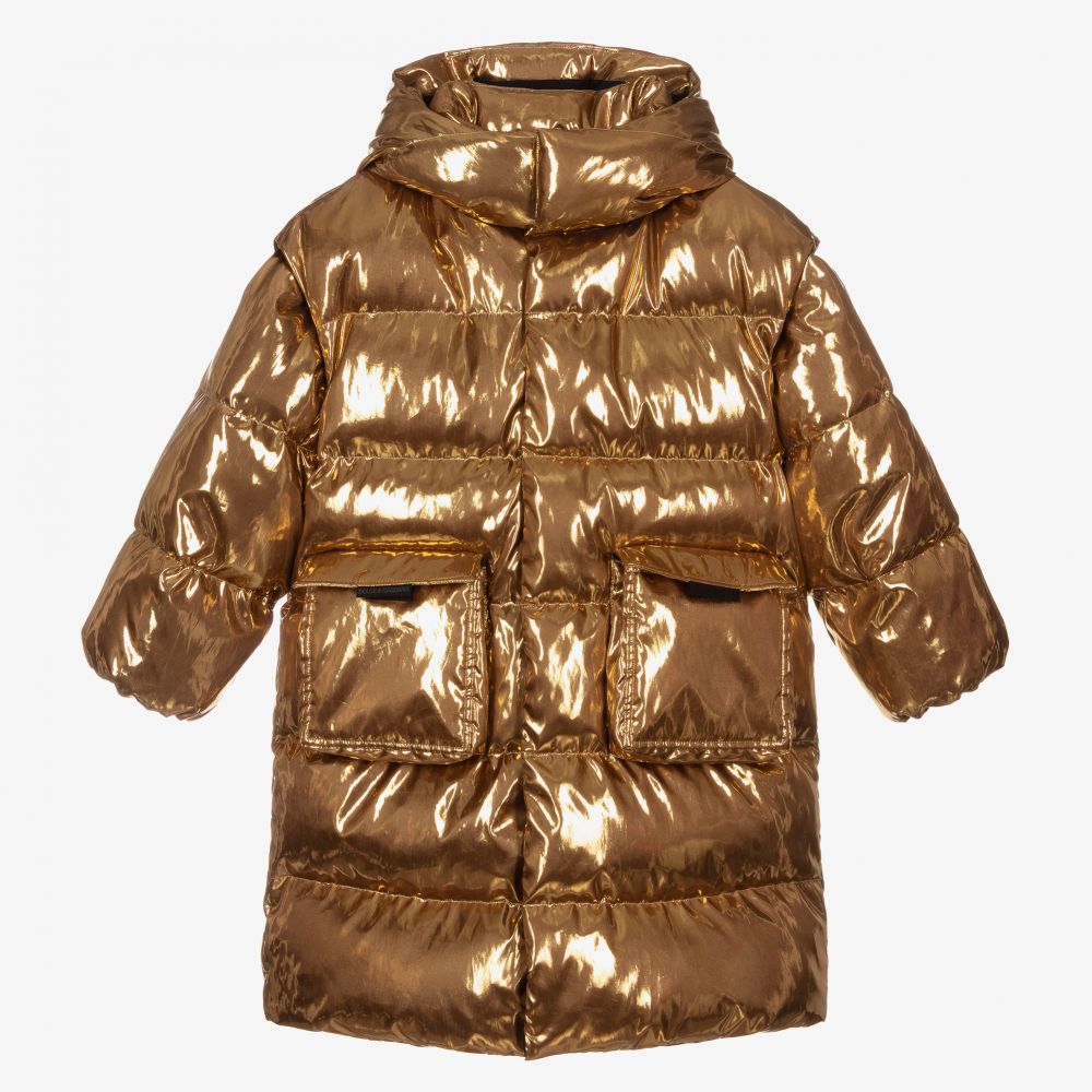 Dolce & Gabbana - معطف تينز مبطن بريش لون ذهبي | Childrensalon