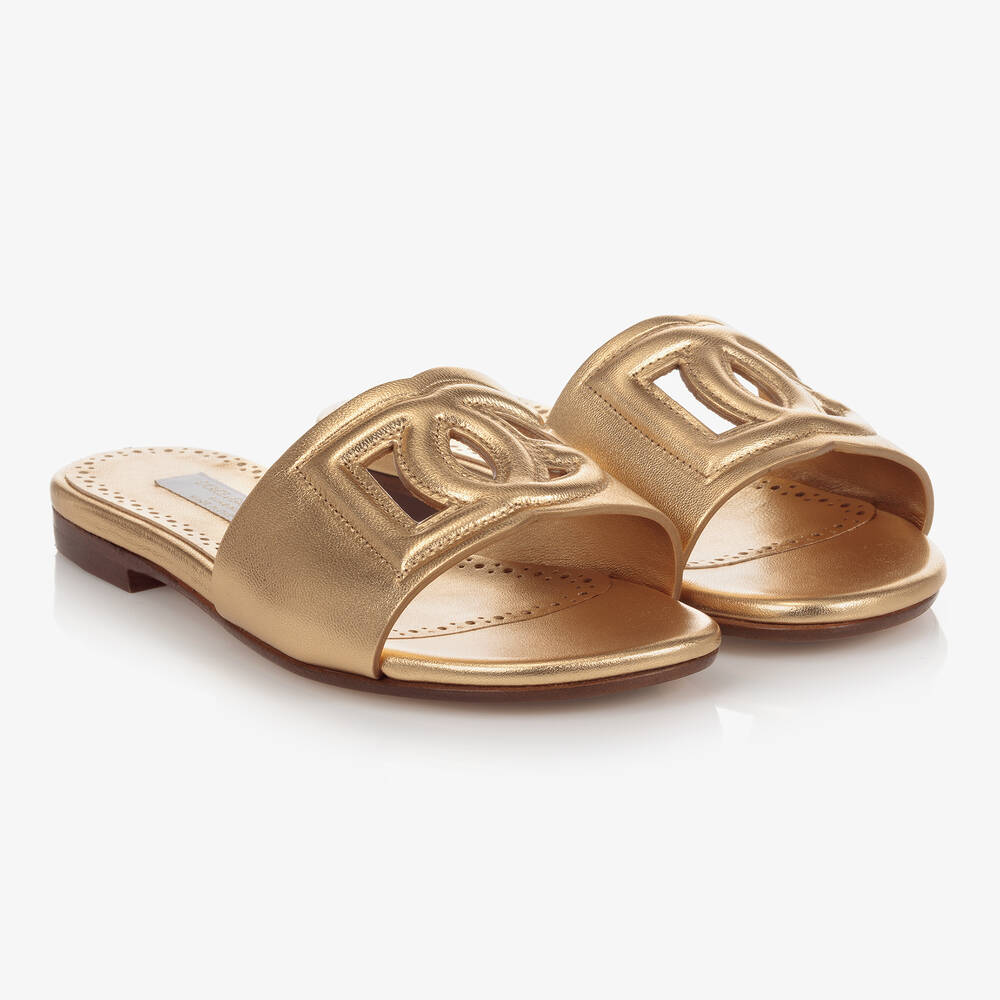 Dolce & Gabbana-Золотистые шлепанцы для подростков | Childrensalon Outlet