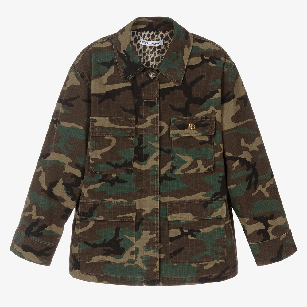 Dolce Gabbana Manteau vert camouflage Ado Childrensalon Outlet
