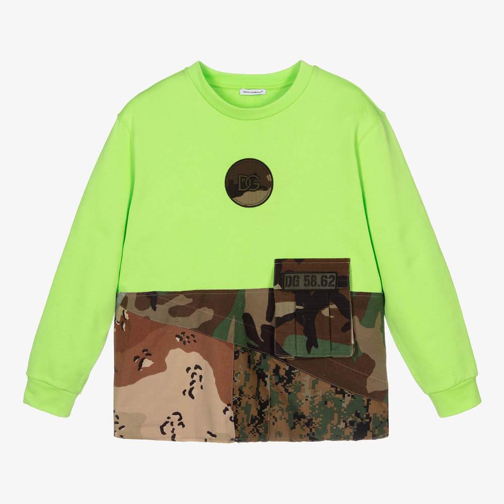 Dolce & Gabbana - Sweat vert en coton Ado | Childrensalon