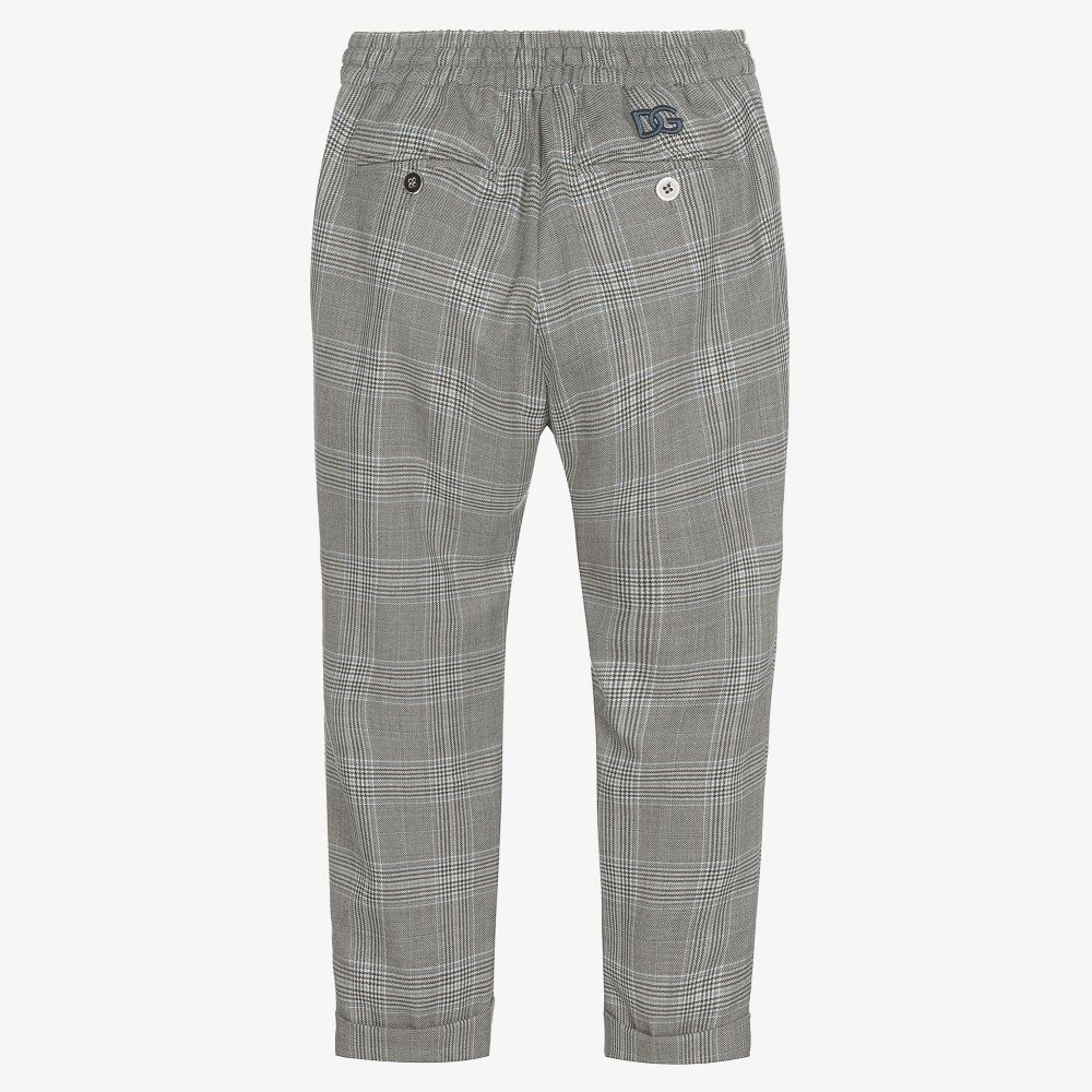 Dolce & Gabbana-Teen Grey Checked Trousers | Childrensalon Outlet