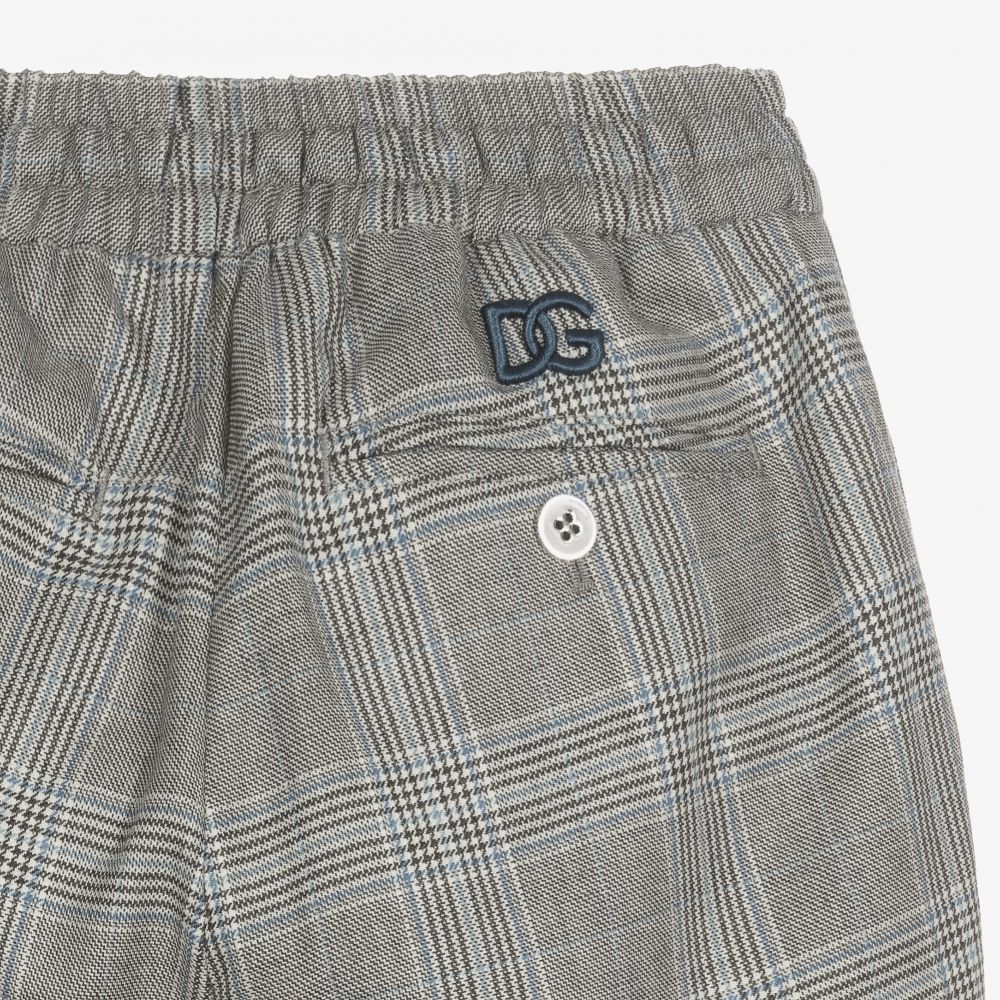 Dolce & Gabbana-Teen Grey Checked Trousers | Childrensalon Outlet