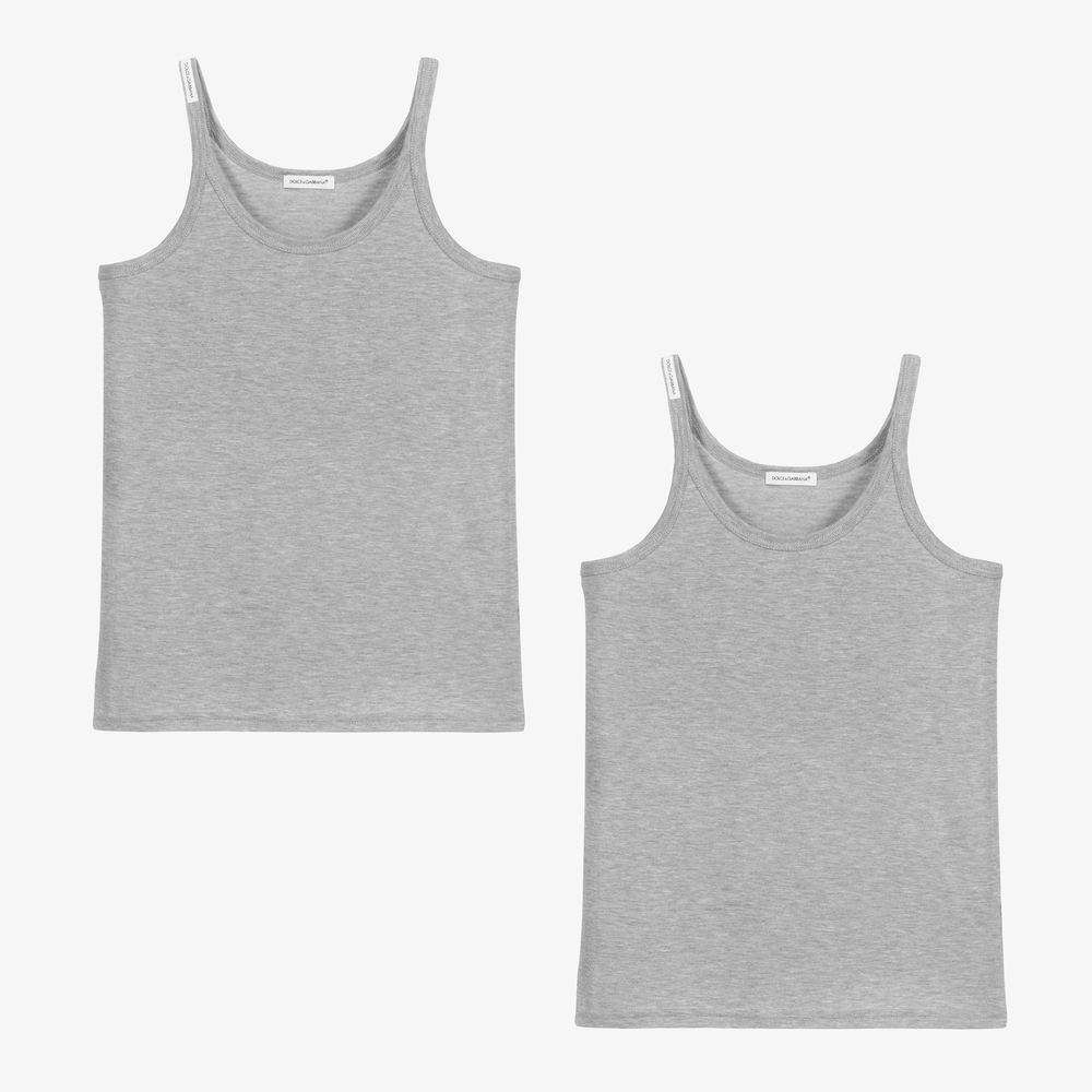 Dolce & Gabbana - Teen Grey Logo Vests (2 Pack) | Childrensalon