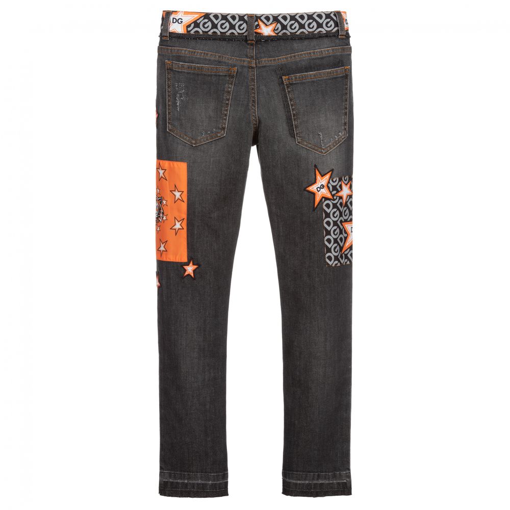 Dolce Gabbana Teen Grey Orange Logo Jeans Childrensalon Outlet