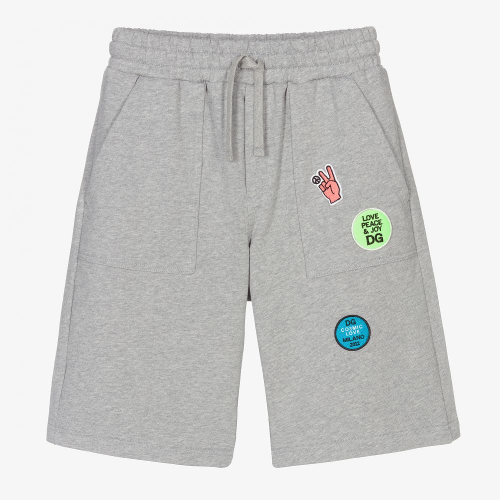 Dolce & Gabbana - Teen Grey Patch Jersey Shorts | Childrensalon