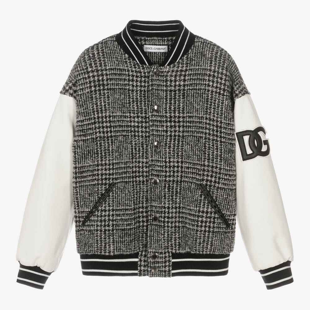 Dolce & Gabbana - Teen Grey Wool Check Jacket | Childrensalon