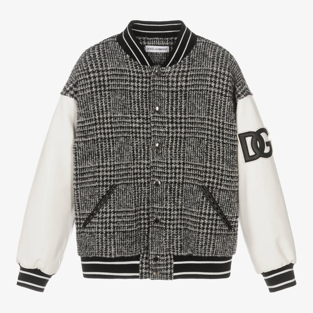 Dolce & Gabbana - Blouson gris à carreaux ado | Childrensalon