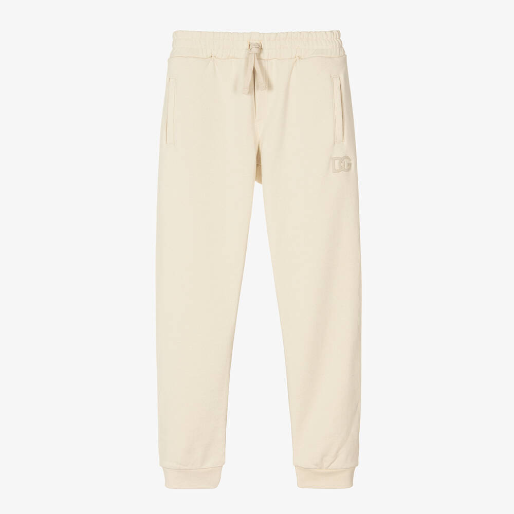 Dolce & Gabbana-Teen Ivory Organic Cotton DG Joggers | Childrensalon Outlet