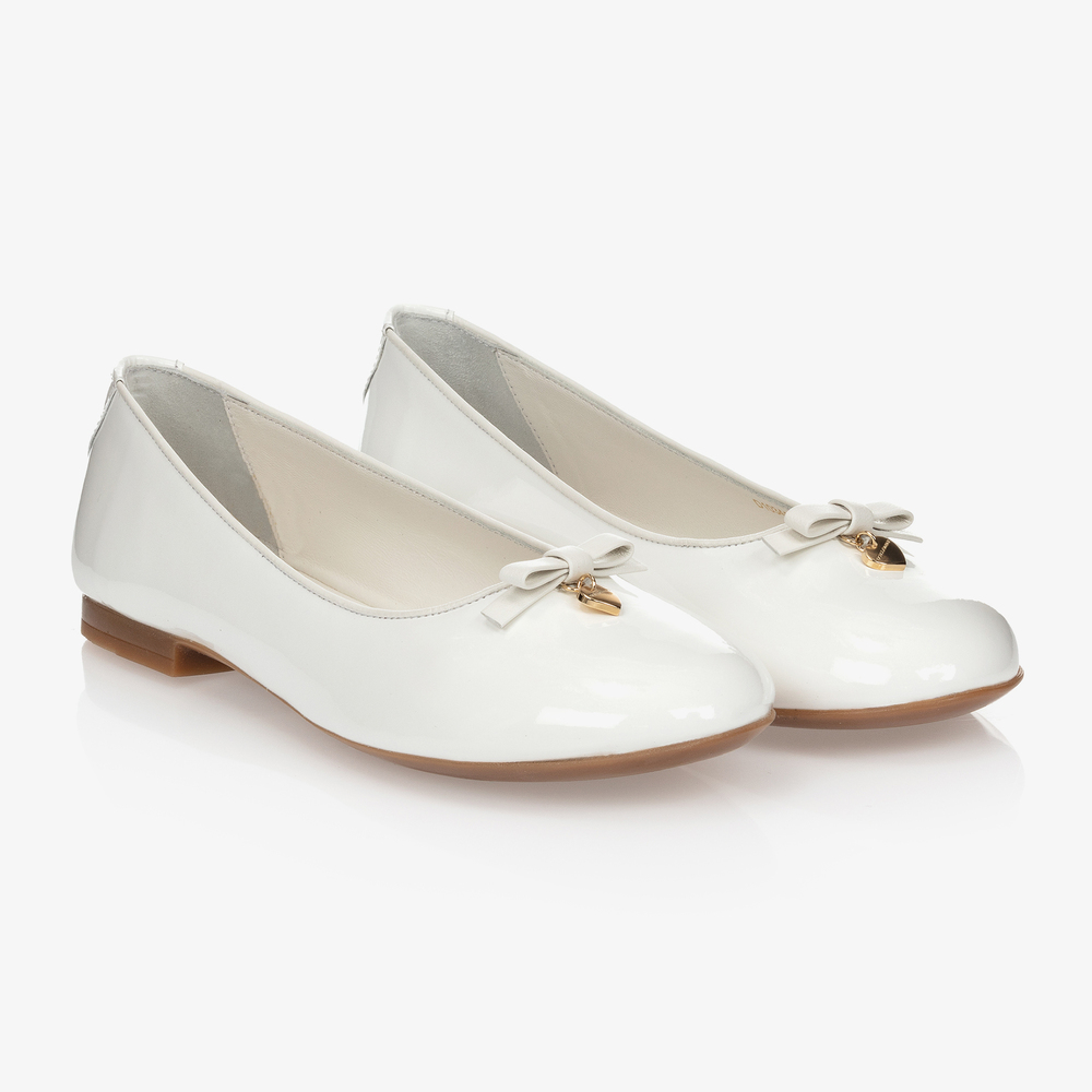 Dolce & Gabbana - Teen Ivory Patent Logo Shoes | Childrensalon