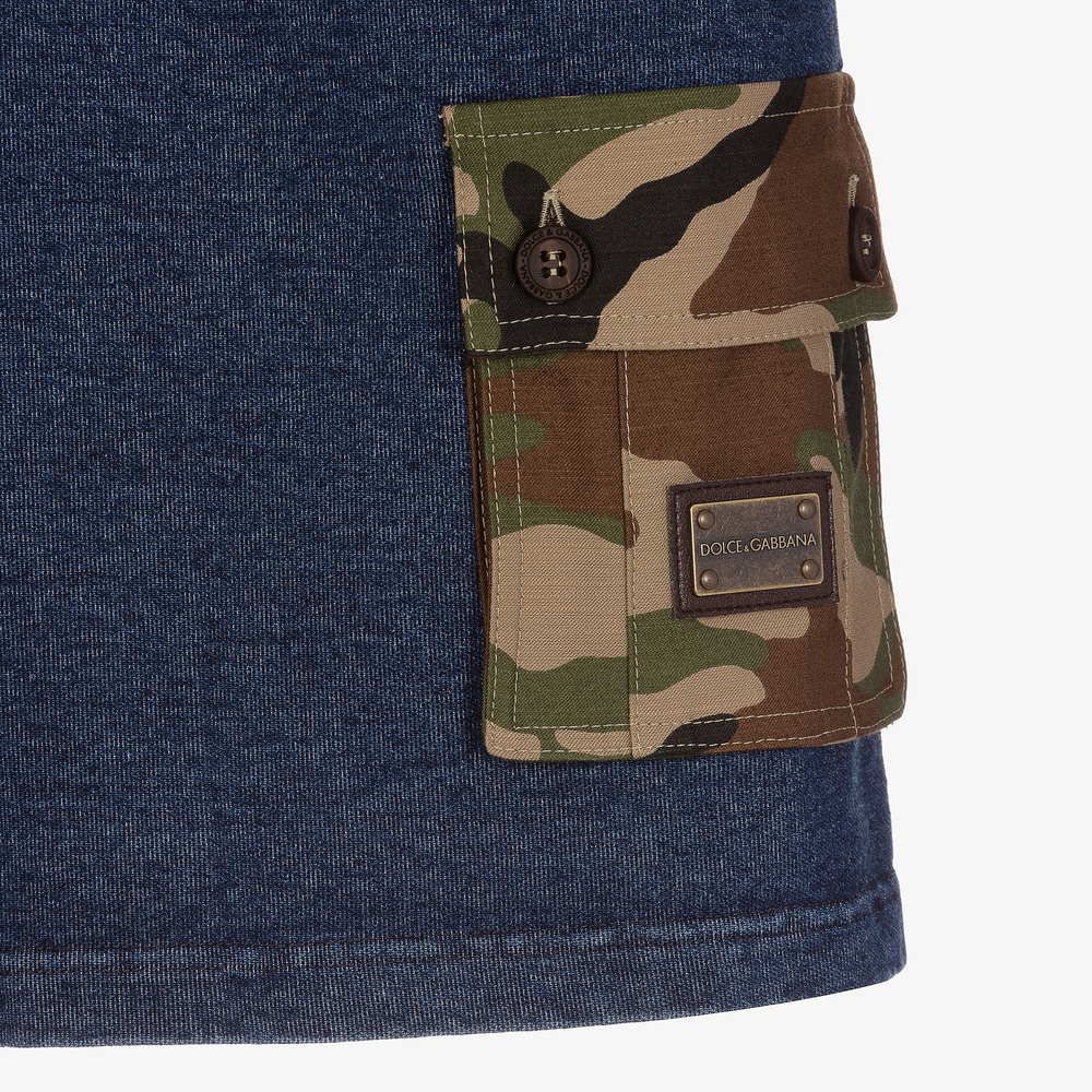 Dolce & Gabbana-Teen Jersey Denim Camouflage Shorts | Childrensalon Outlet