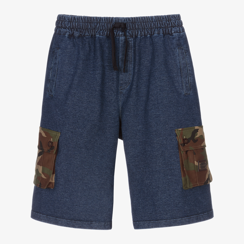 Dolce & Gabbana - Teen Jersey Denim Camouflage Shorts | Childrensalon