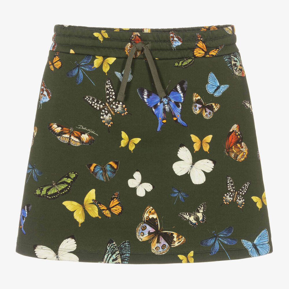 Dolce & Gabbana - Юбка цвета хаки с бабочками | Childrensalon